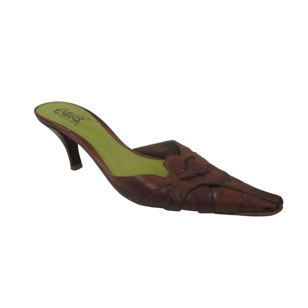 *RETRO Carlos Brown Leather Slides Pointed Squared Toe Mules - 8.5